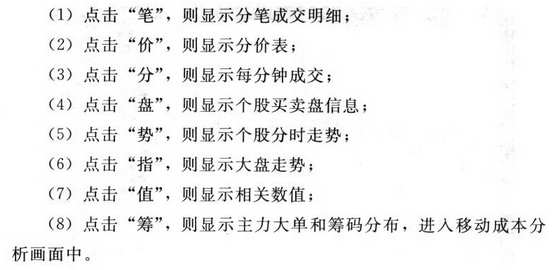 交易信息和功能切换窗口